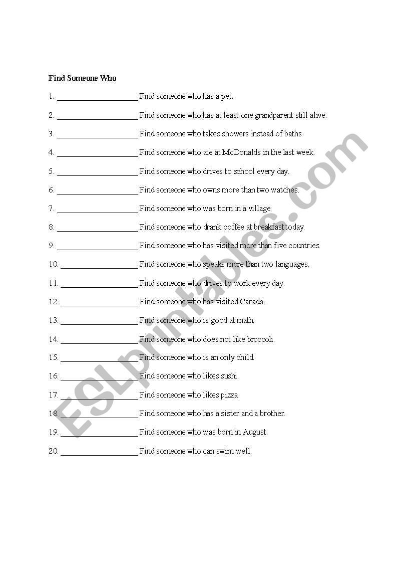 Icebreakers worksheet