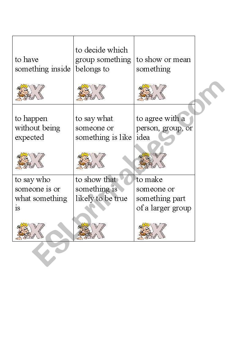 Vocabulary Tic Tac Toe worksheet