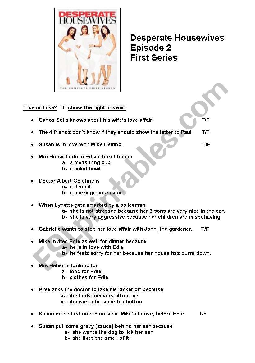 desperate housewives worksheet