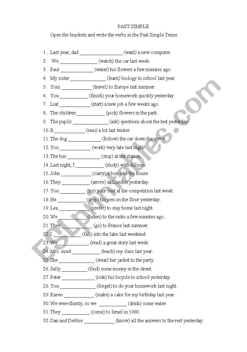 Past Simple worksheet