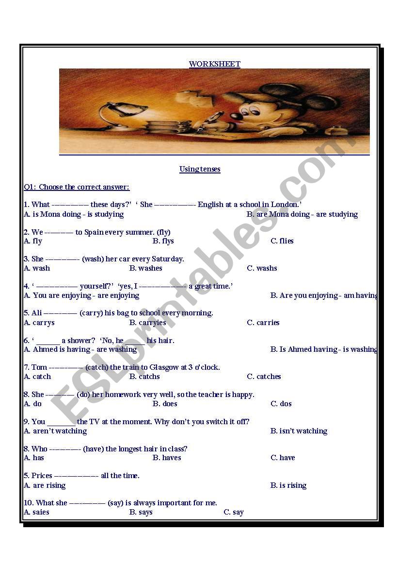 Tenses worksheet