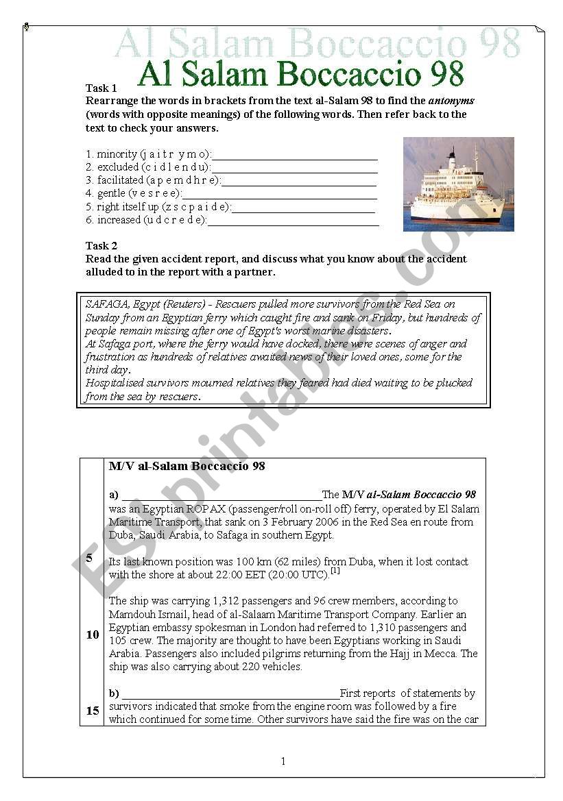 Al Salam Boccassio  worksheet