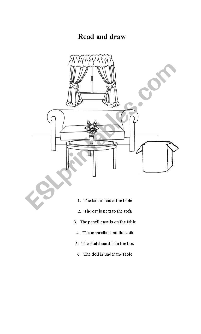 Prepositions of place: read and draw