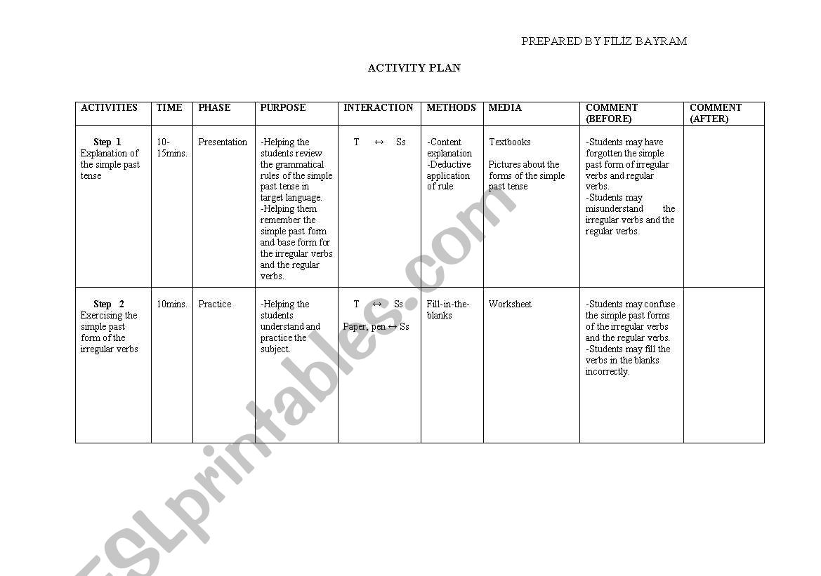 past simple worksheet