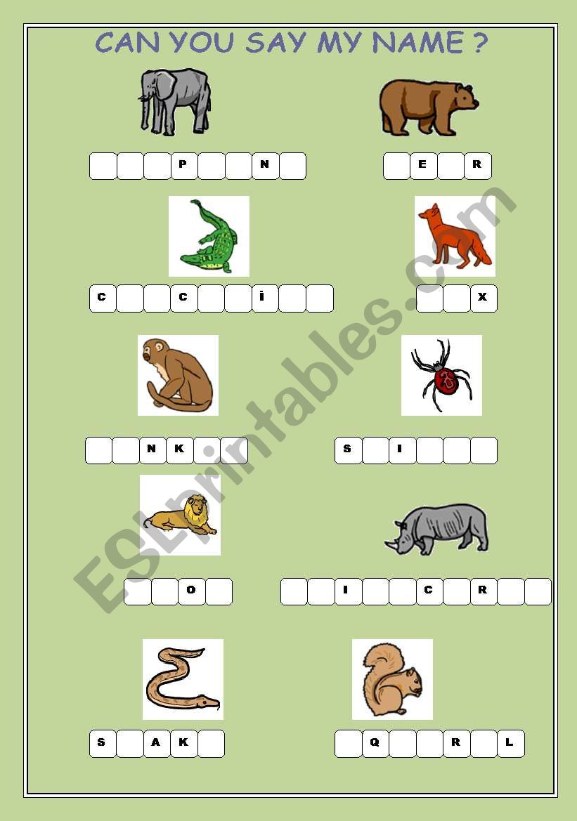 Can you say my name worksheet