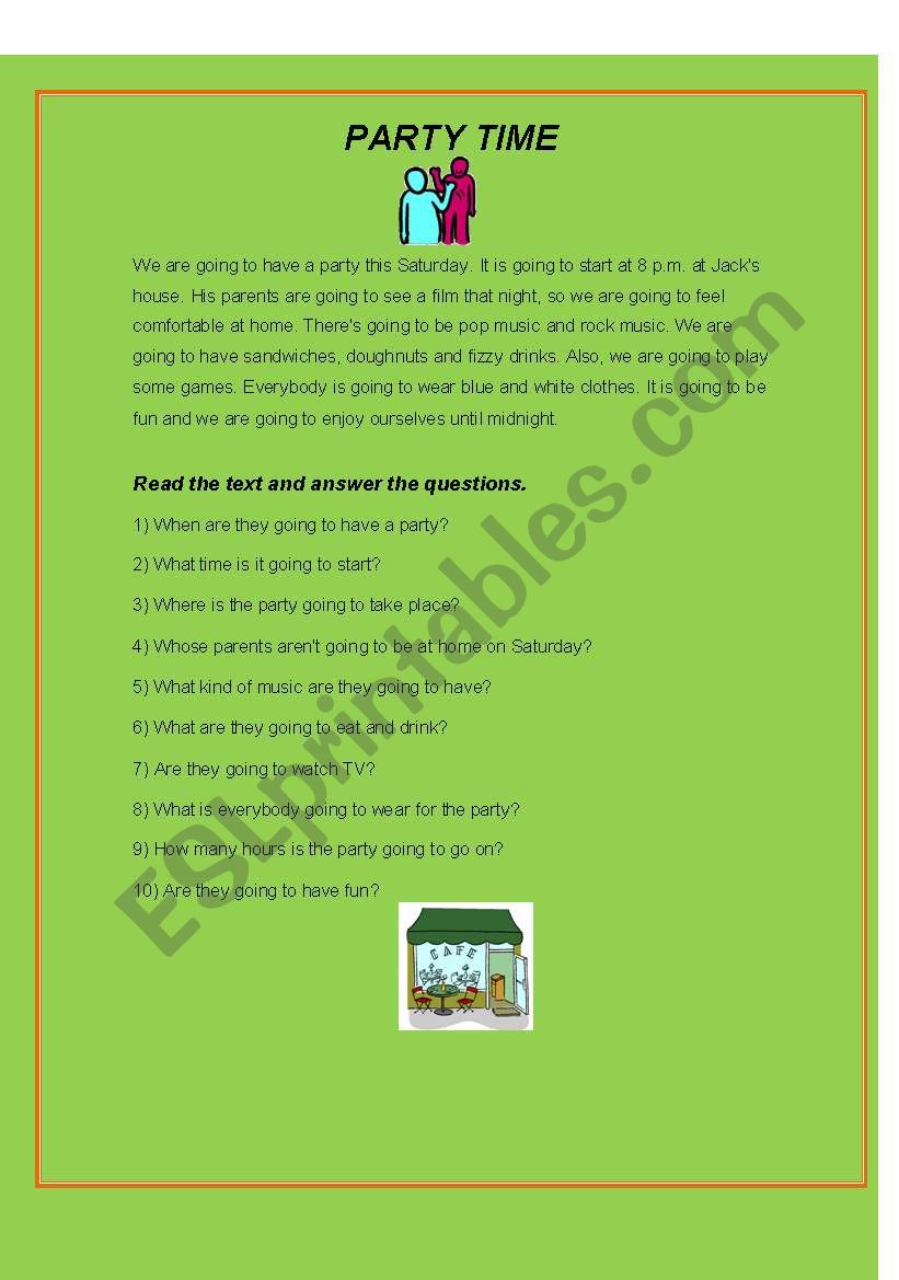 Party time worksheet