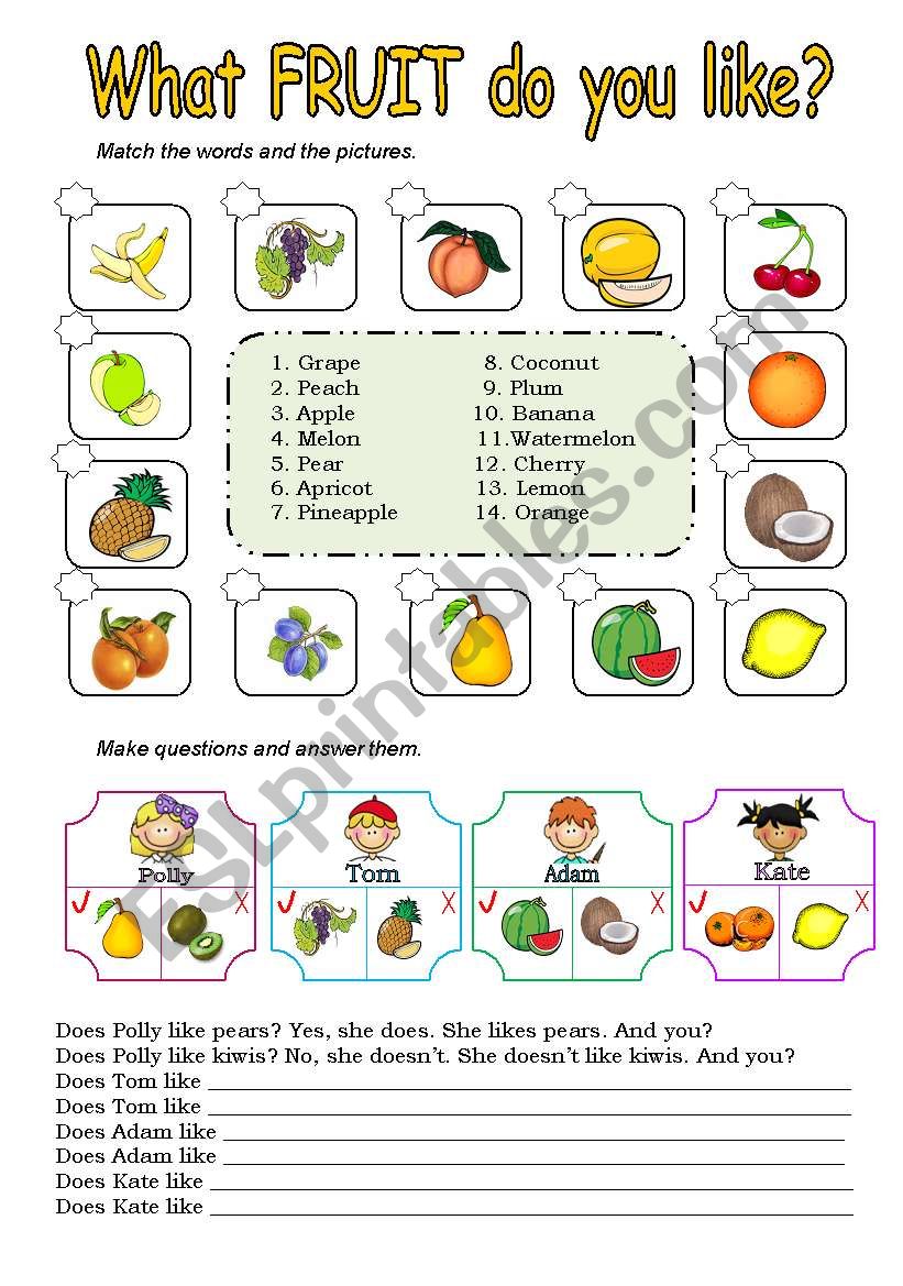 What fruit do you like? worksheet