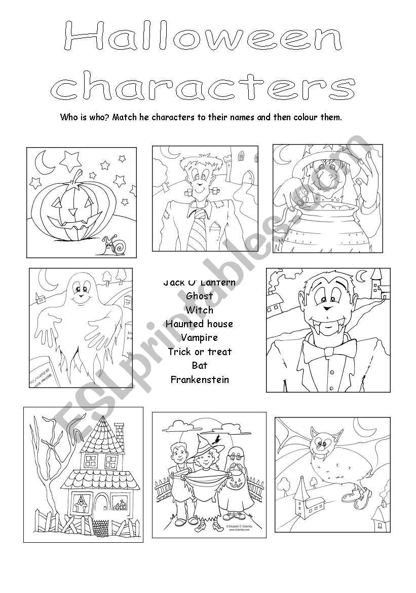 Halloween characters worksheet