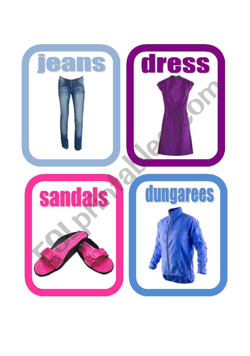 Clothes flashcards set 3 worksheet
