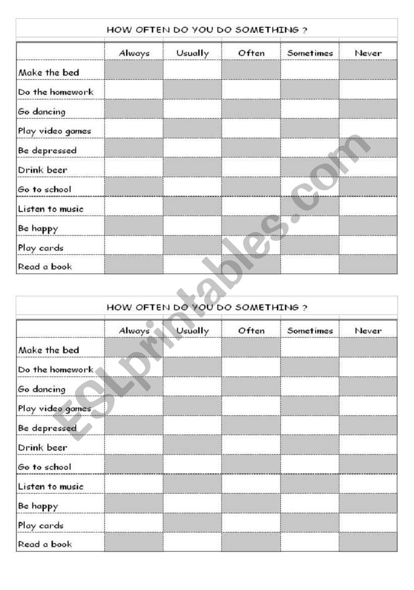 Adverbs of frequency battle ship