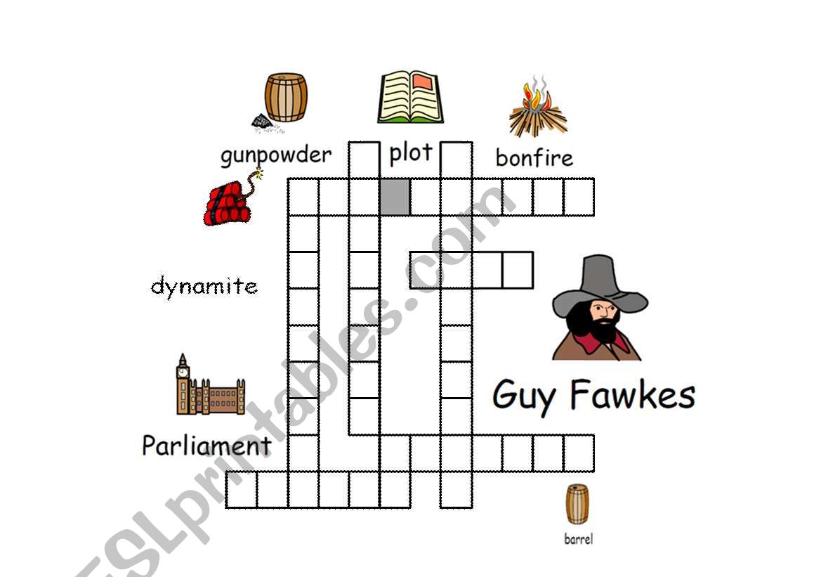 Guy Fawkes crossword worksheet