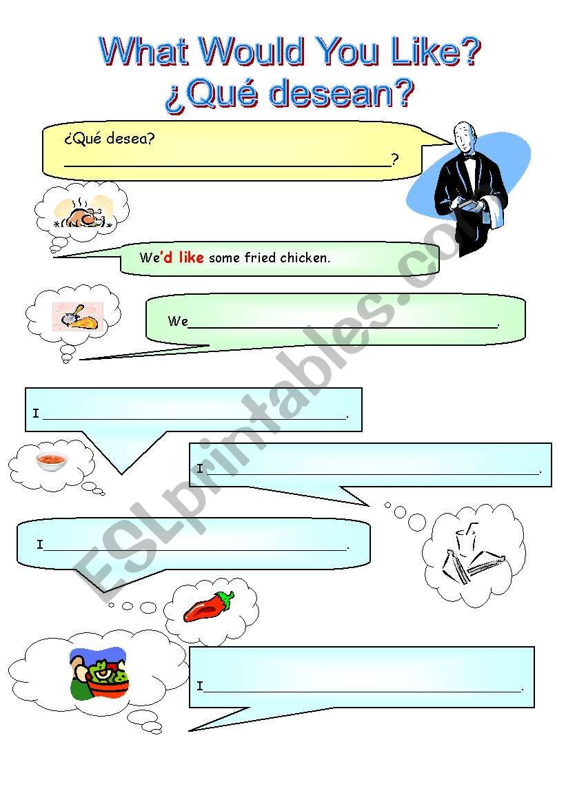 What would you like? worksheet