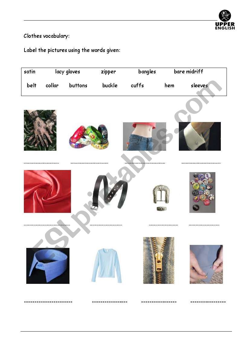 Clothes worksheet