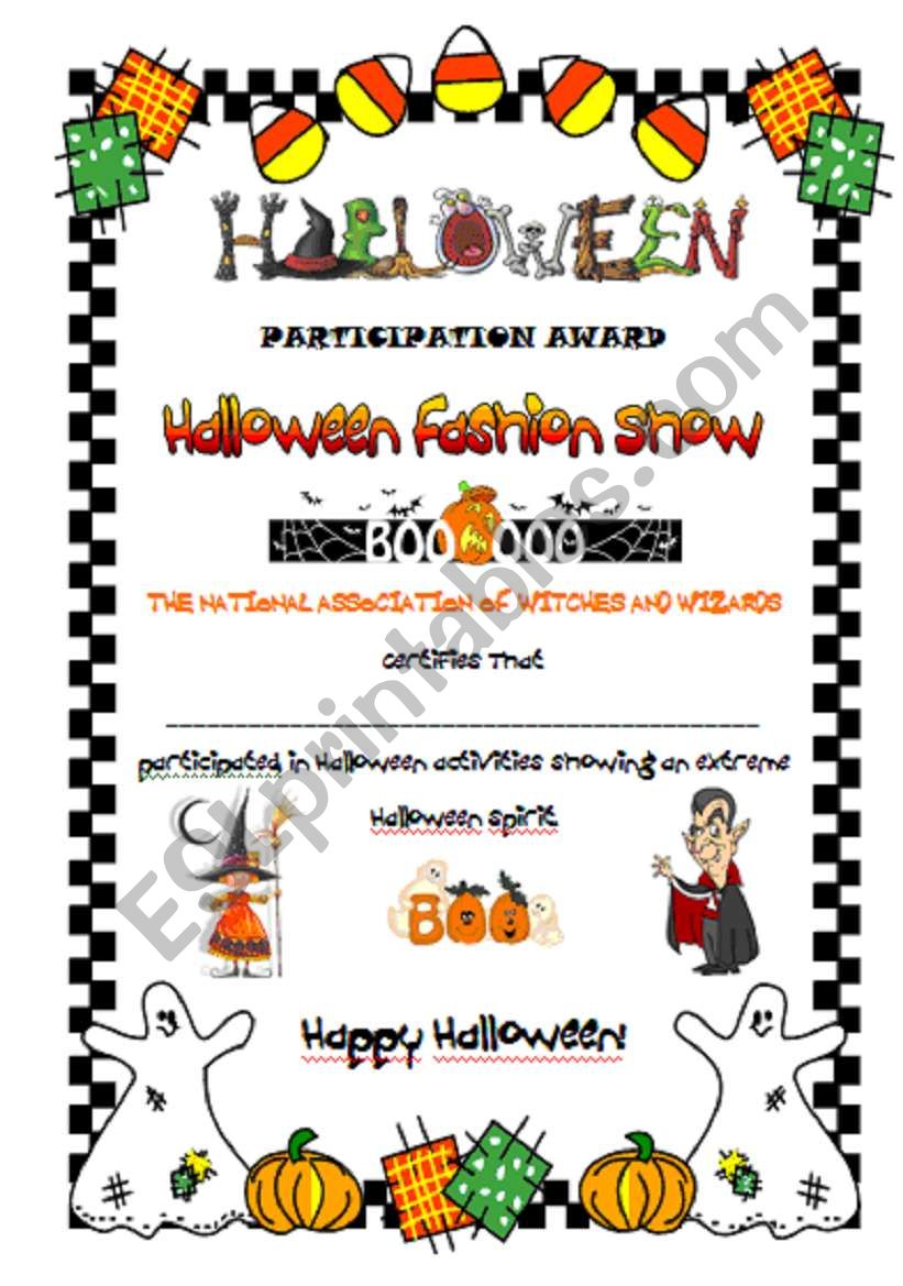 halloween certificate worksheet