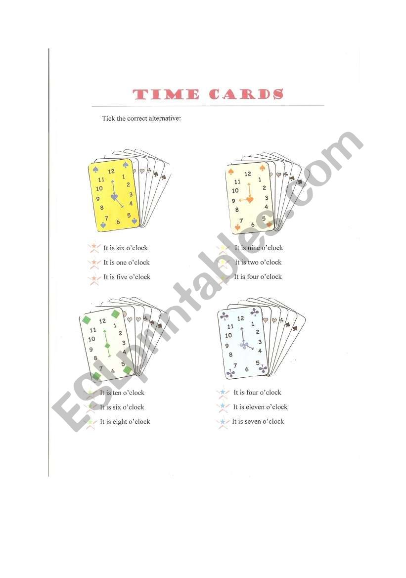 time cards worksheet