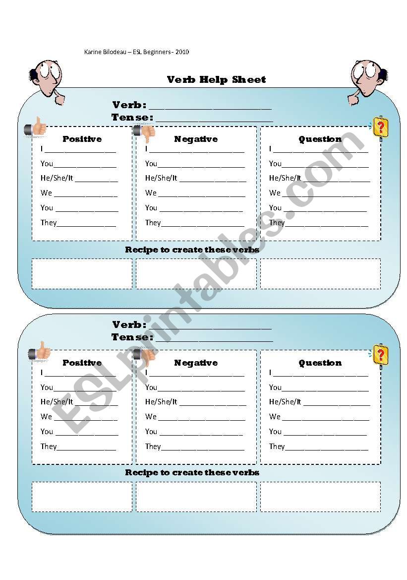 A verb help canvas worksheet