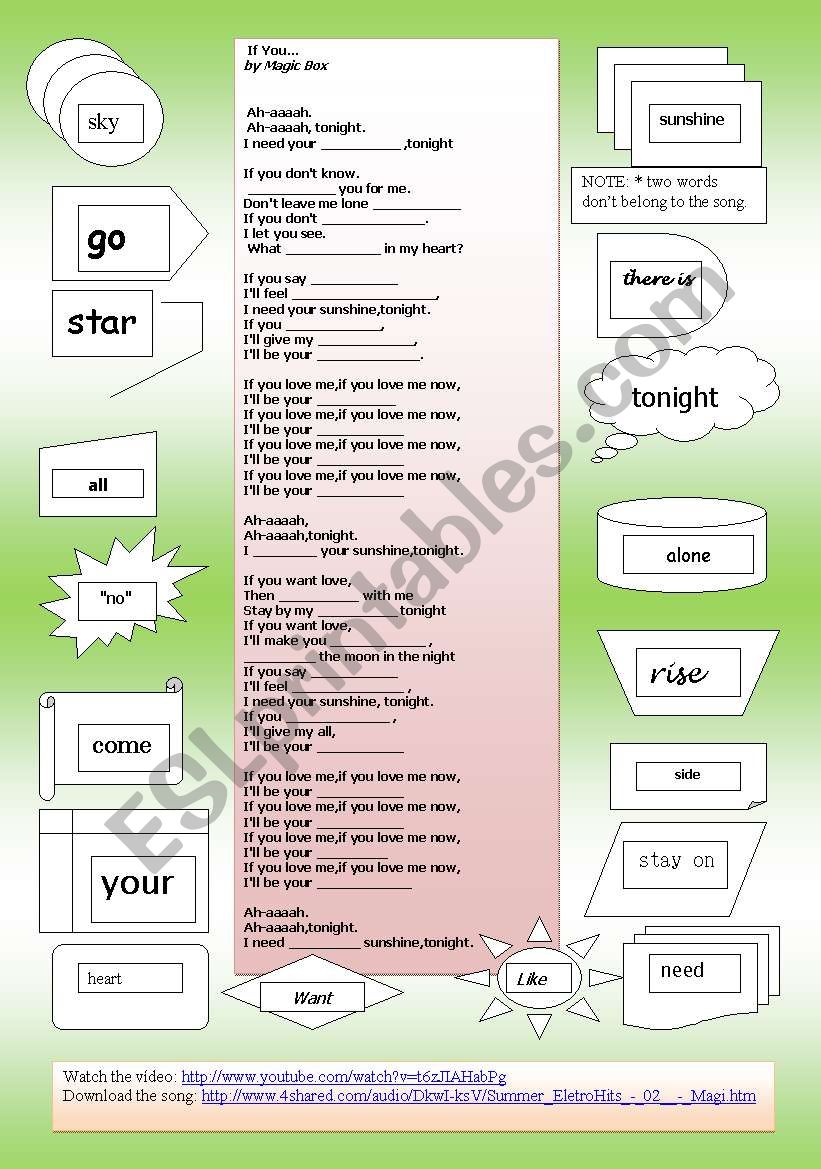 SONG: Magic box  -   If you worksheet