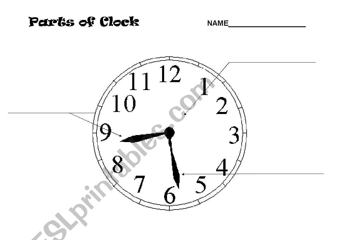 Parts of a clock worksheet