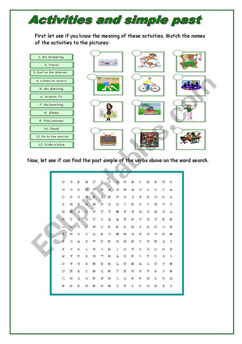Activities and simple past worksheet
