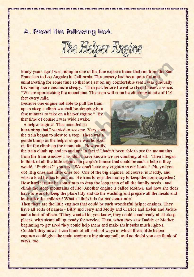 The Helper Engine worksheet