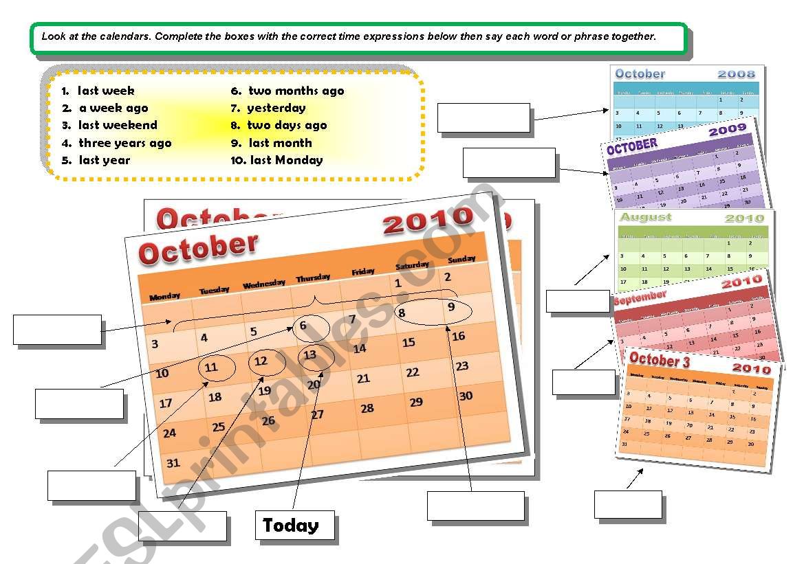 Past time expression worksheet