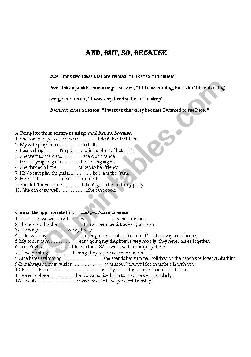 Conjunctions worksheet