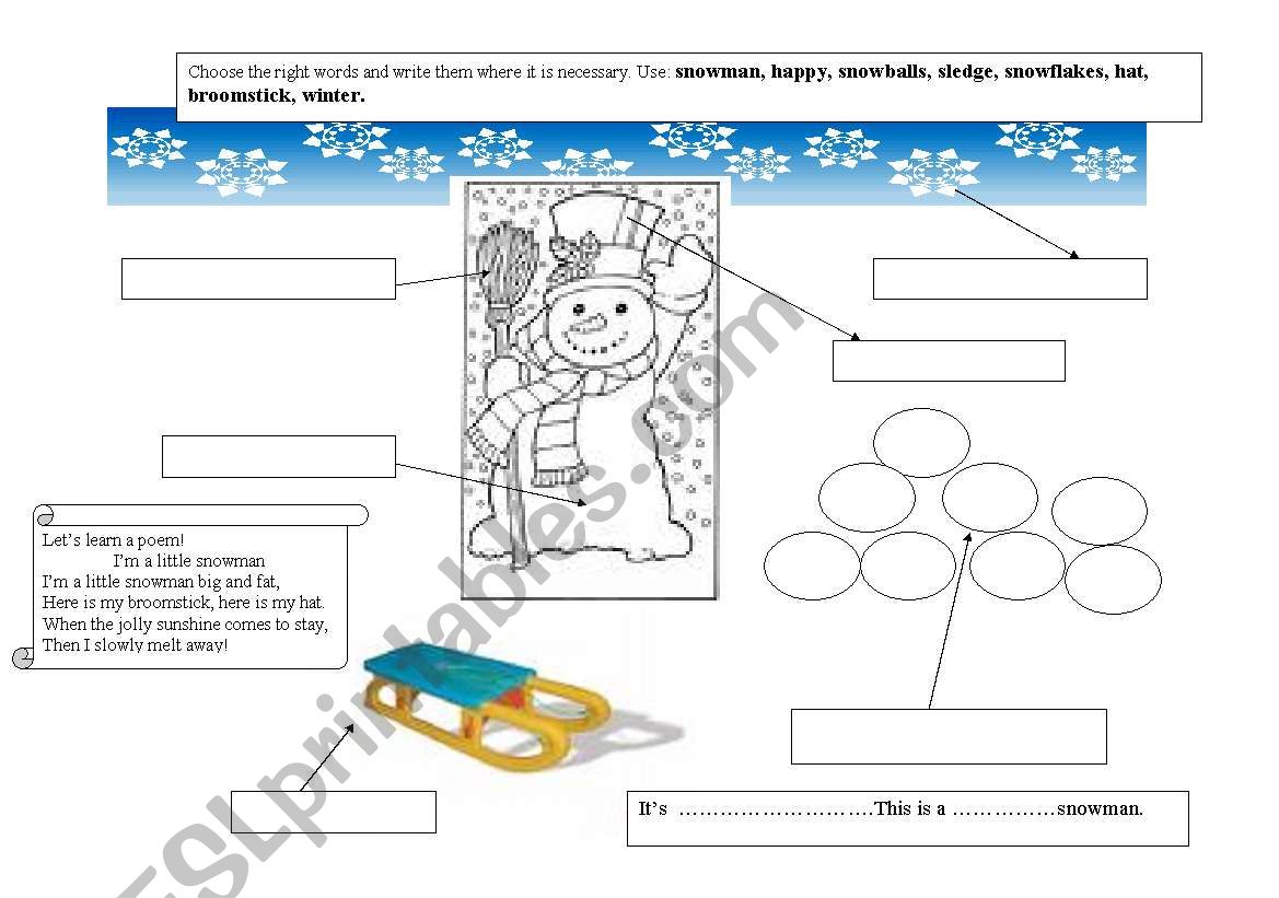 Snowman worksheet