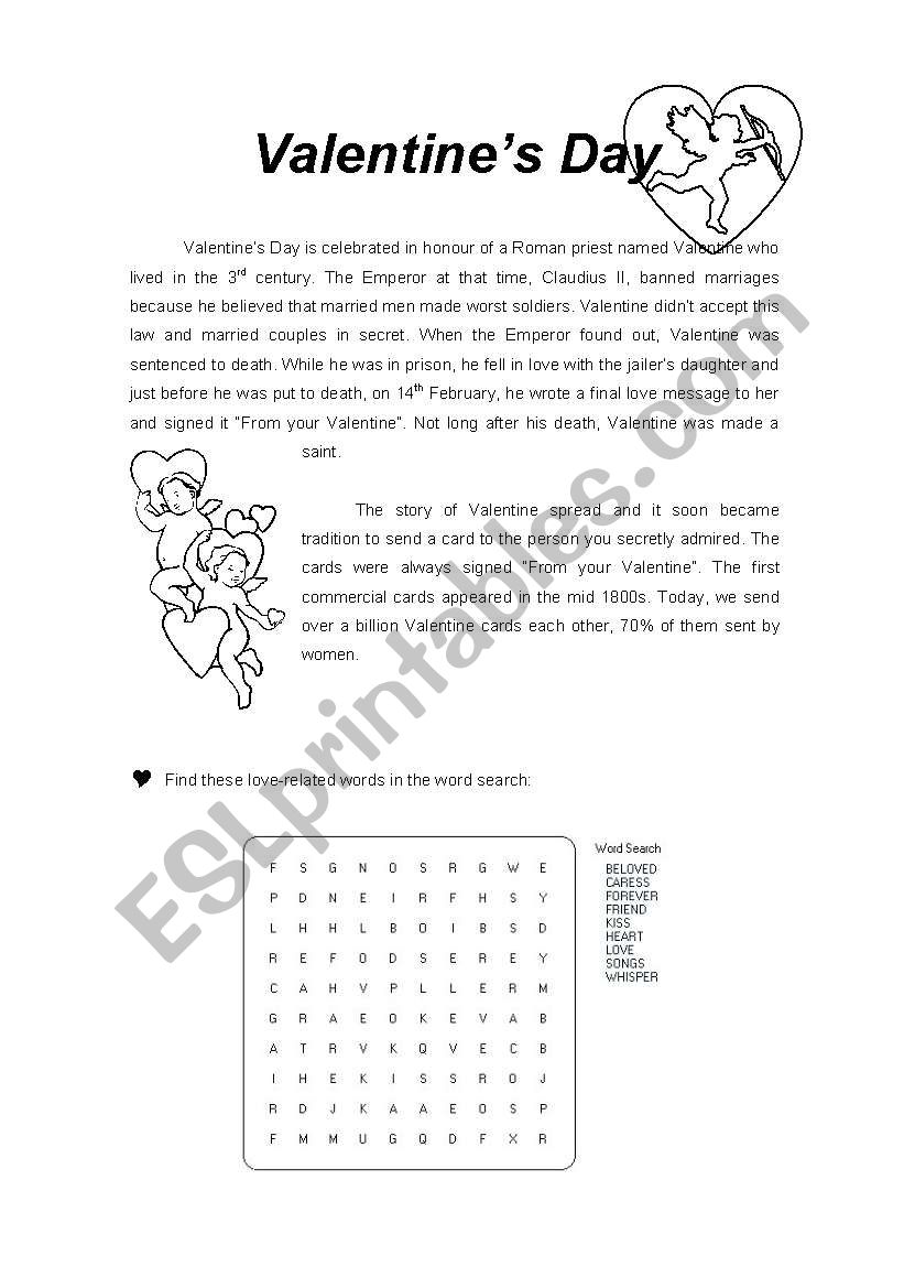 Valentines Day worksheet