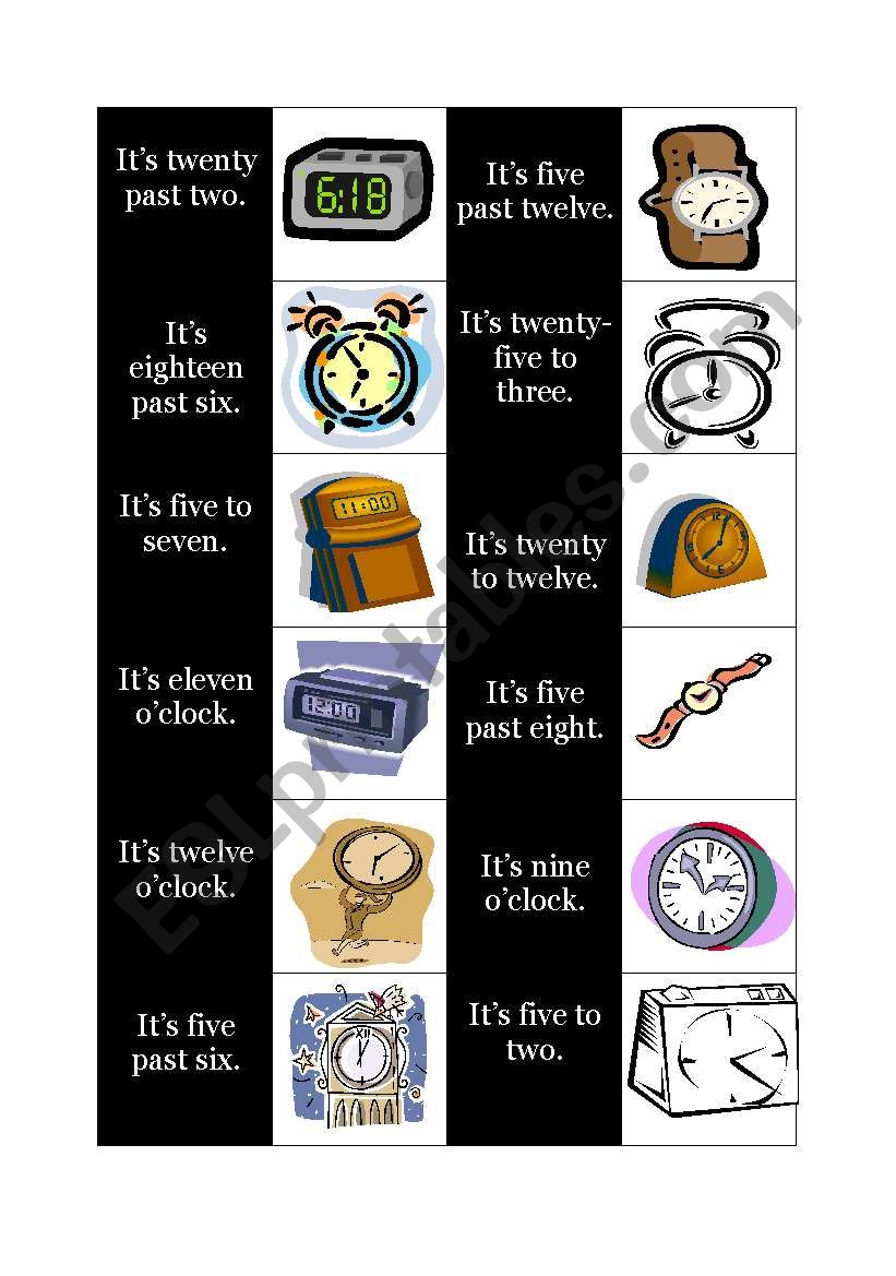 time domino worksheet