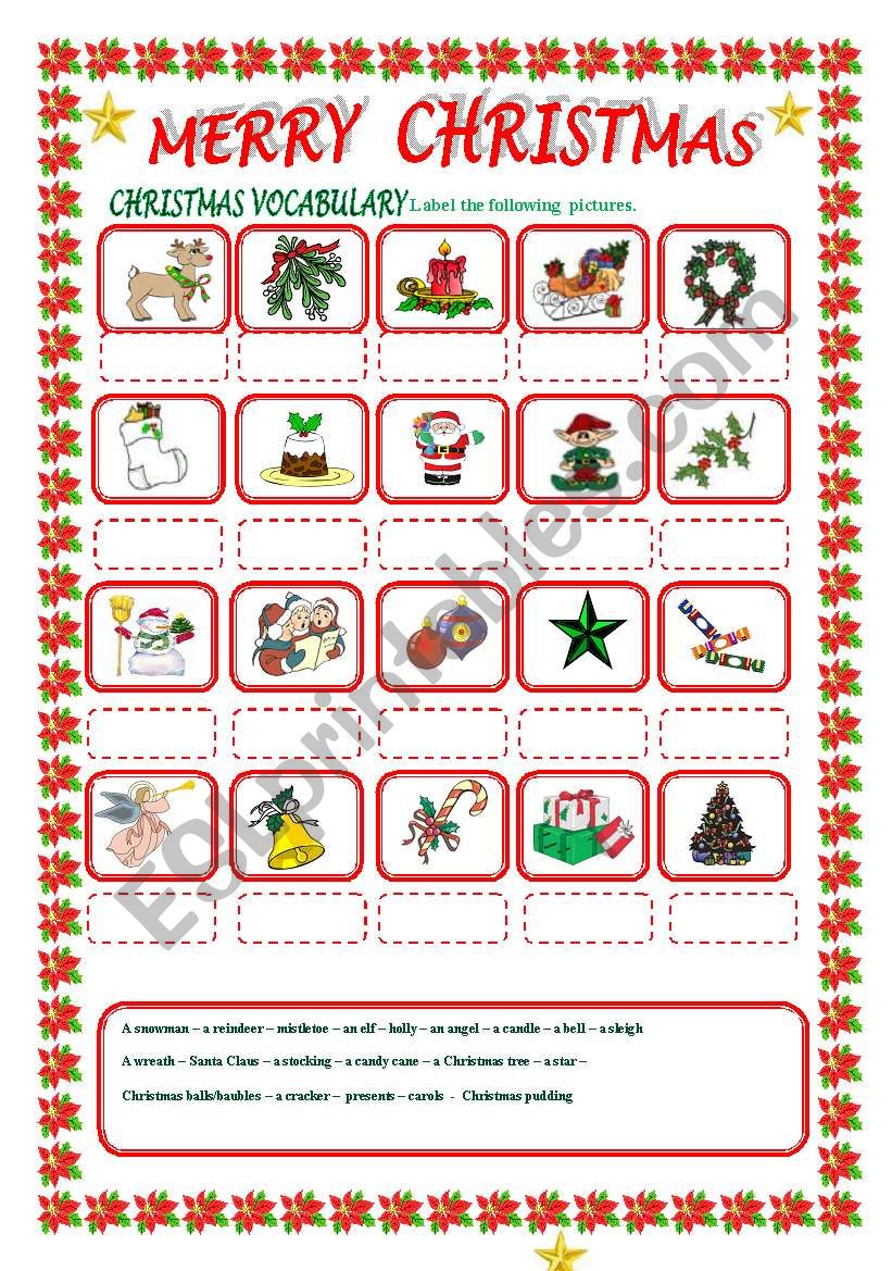 MERRY CHRISTMAS ( part 1) worksheet