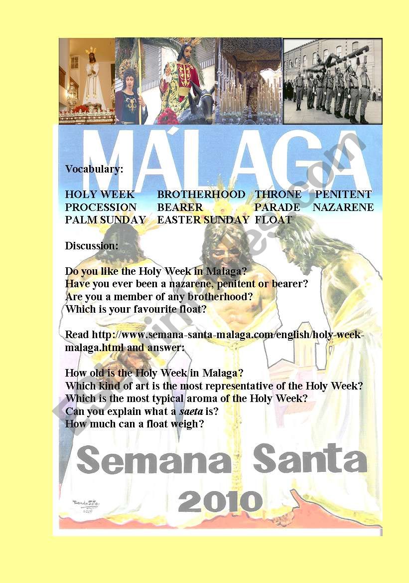 Spanish Holy Week (Malaga) worksheet