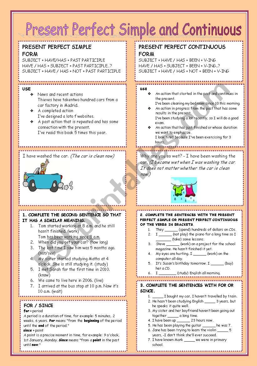 Present Perfect Simple and Present Perfect Continuous