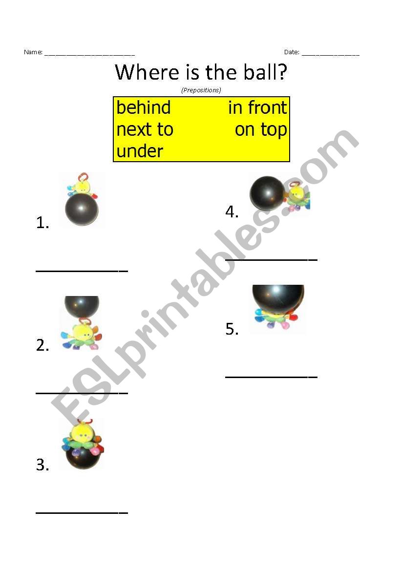 Prepositions: Where is the ball?