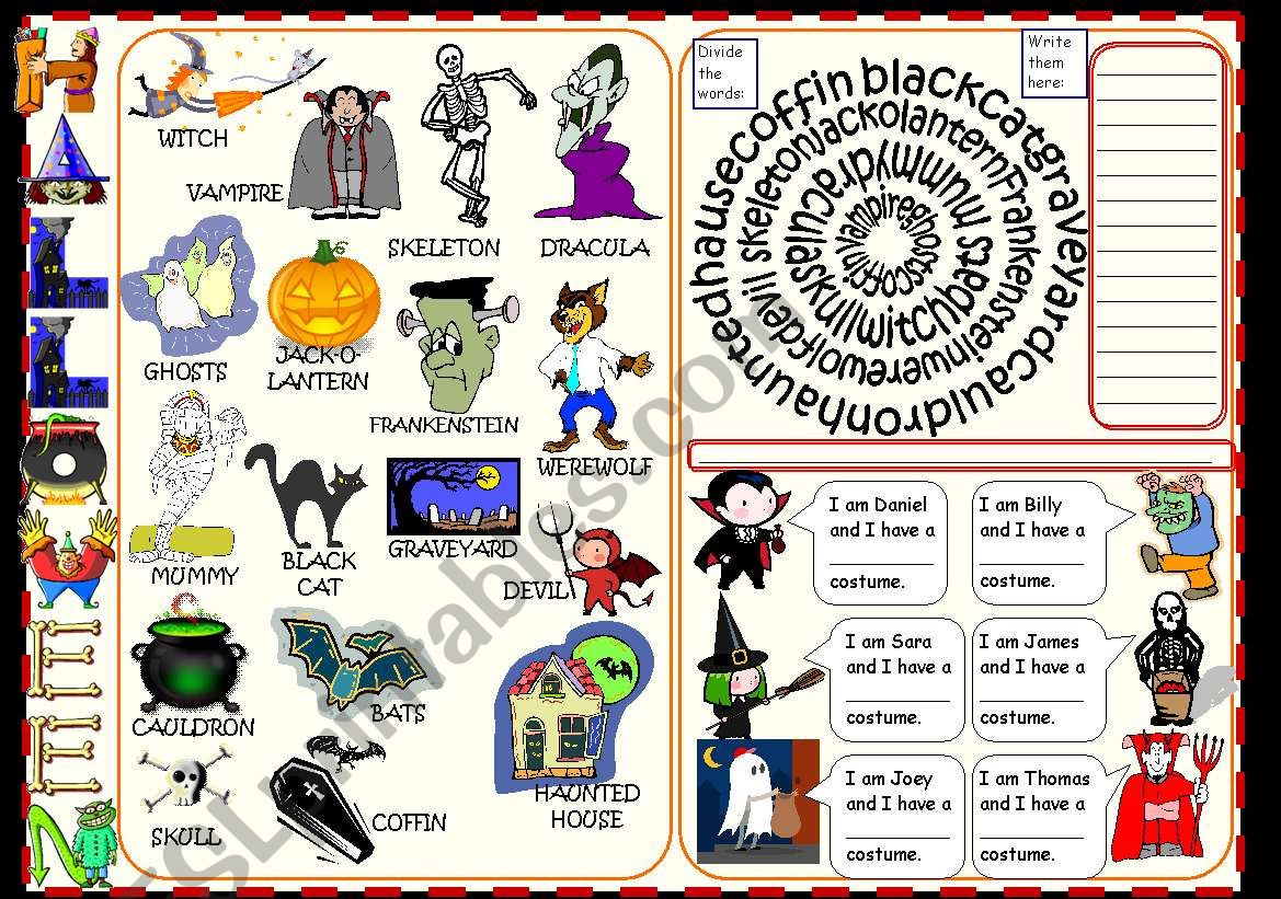 Halloween pictionary and games for beginners - fully editable
