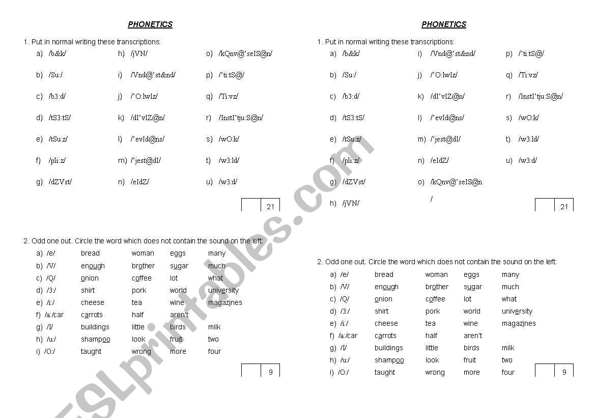 Pronounciation and phonetics practice