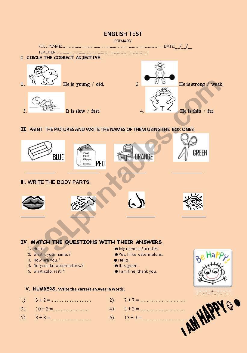 ADJECTIVES worksheet