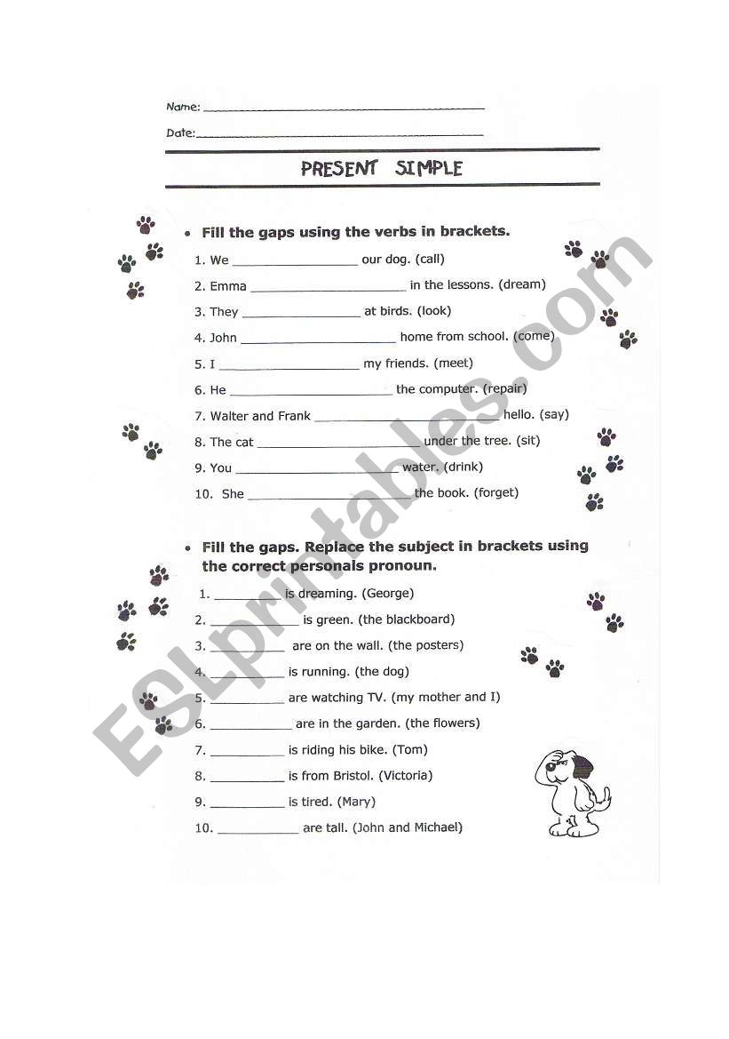 present simple worksheet