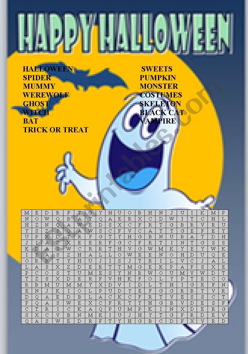 halloween wordsearch worksheet