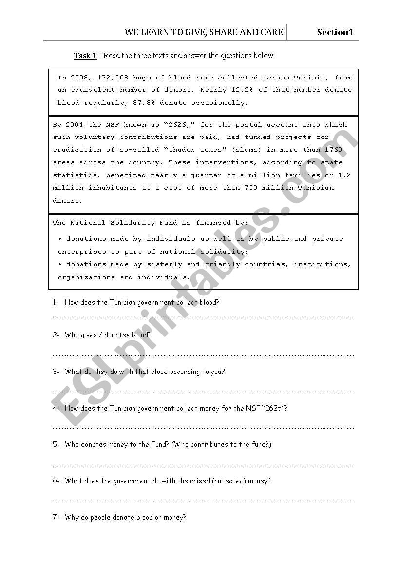 philanthropy worksheet