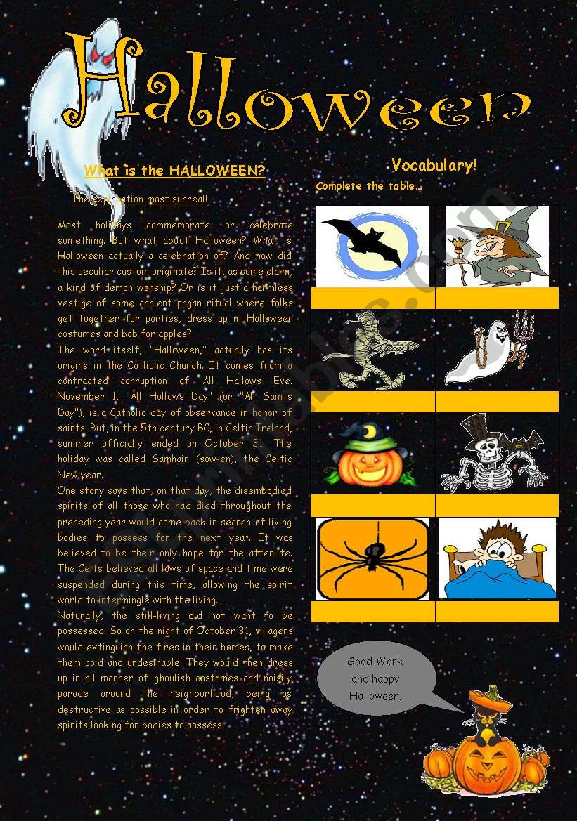 Halloween worksheet