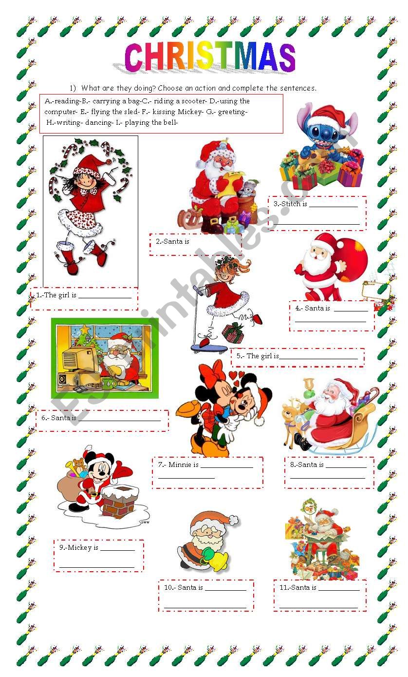 Christmas actions  worksheet