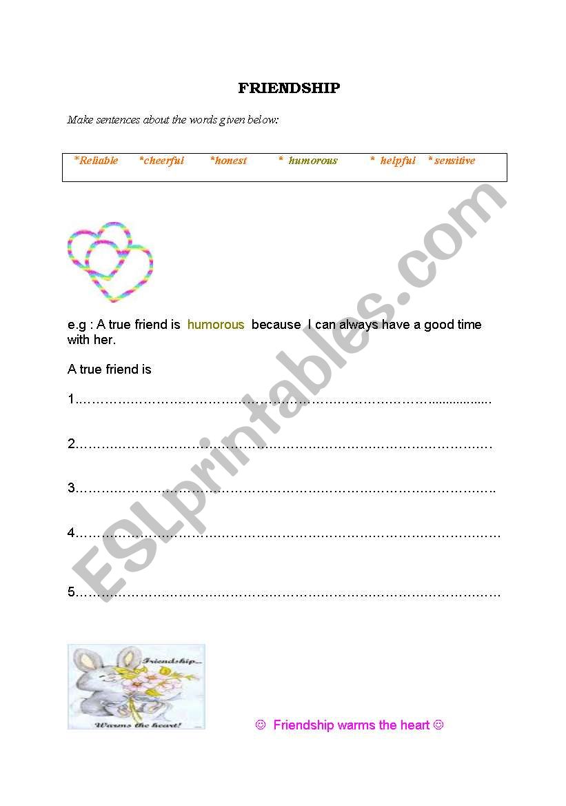 Friendship worksheet