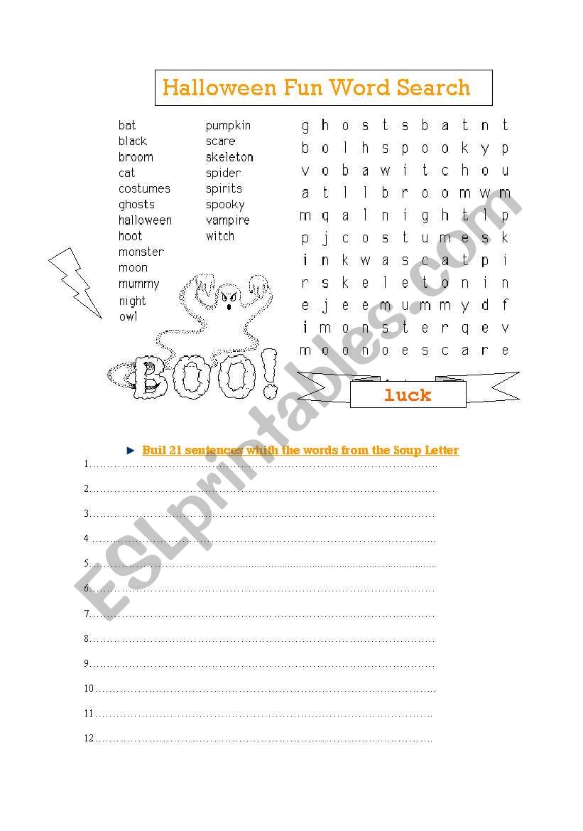 Soup Letter worksheet