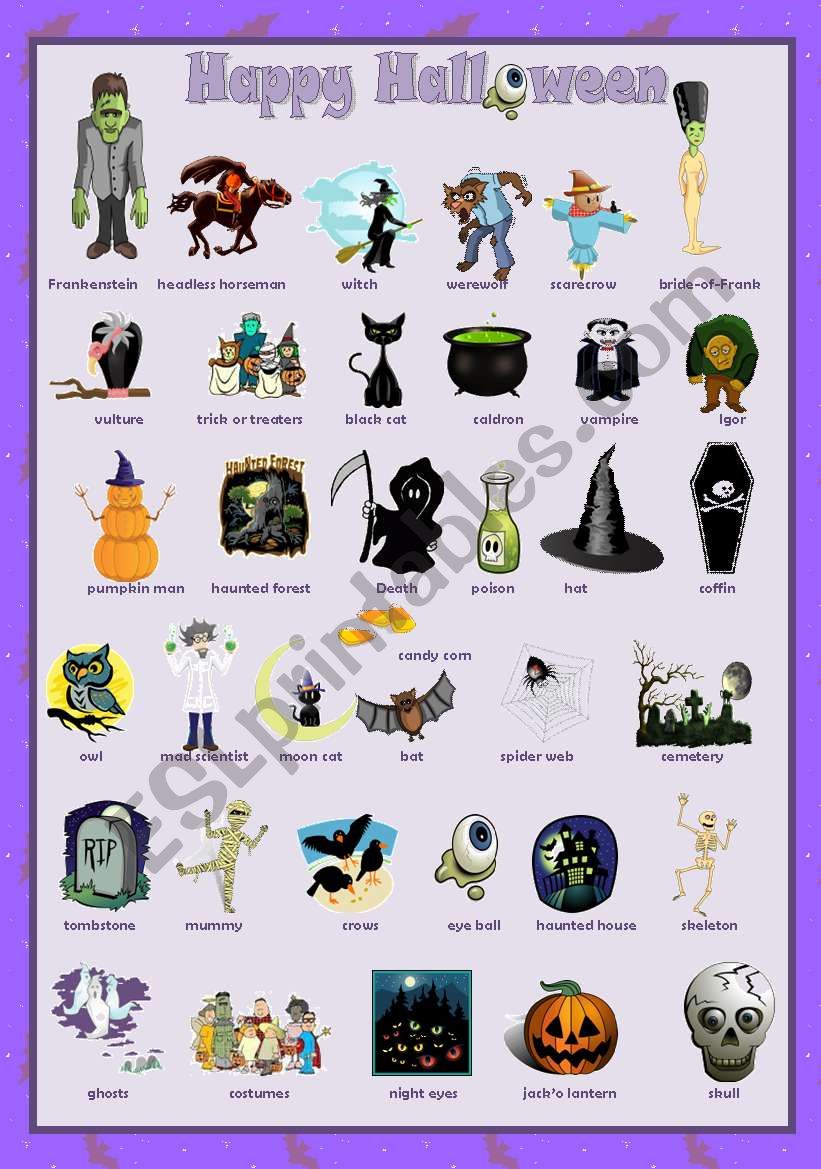 Halloween set  2 - Pictionary worksheet