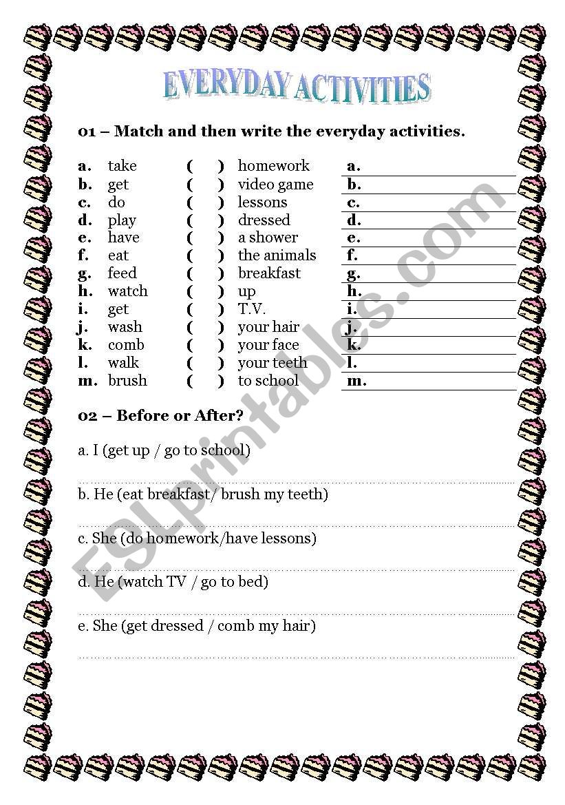 Everyday Activities worksheet