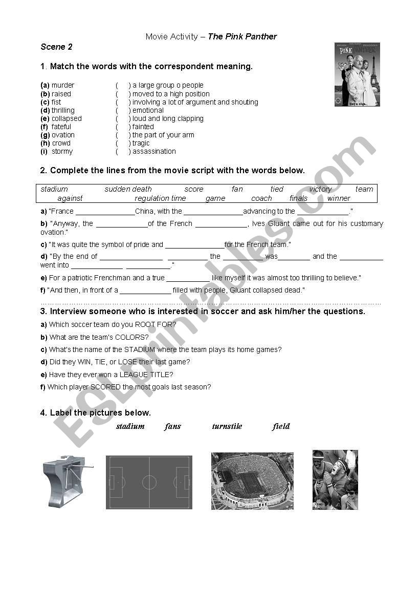 Pink Panther Movie worksheet