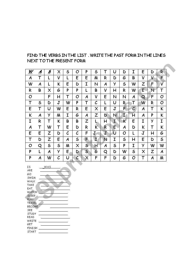 VERB WORDSEARCH worksheet