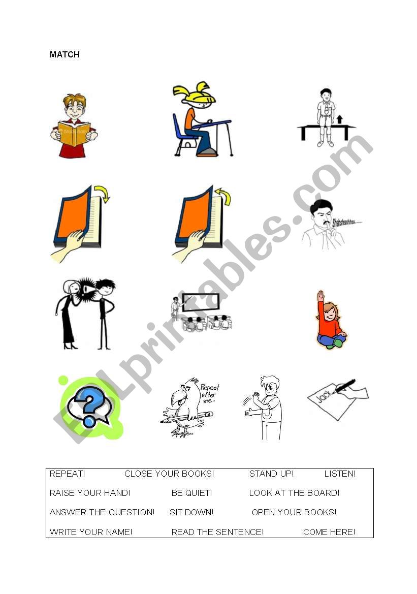 classroom instructions worksheet