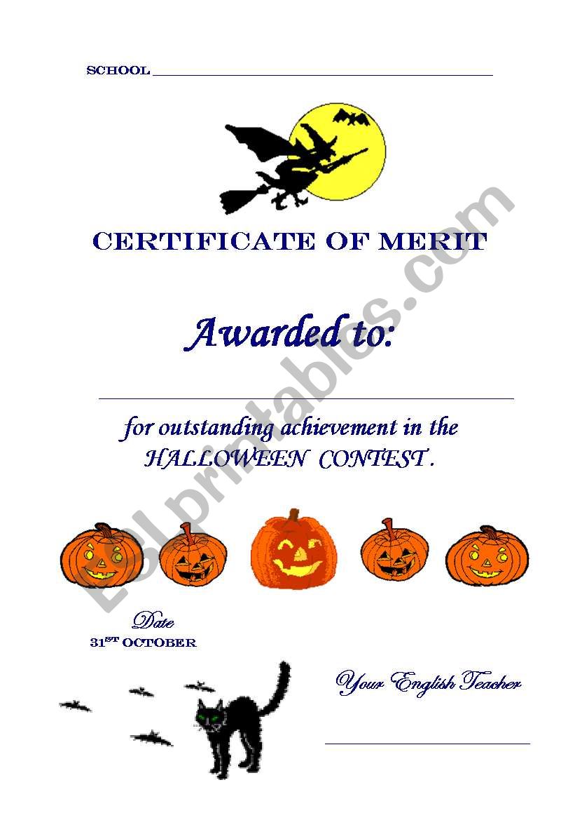 Certificate of merit- Halloween