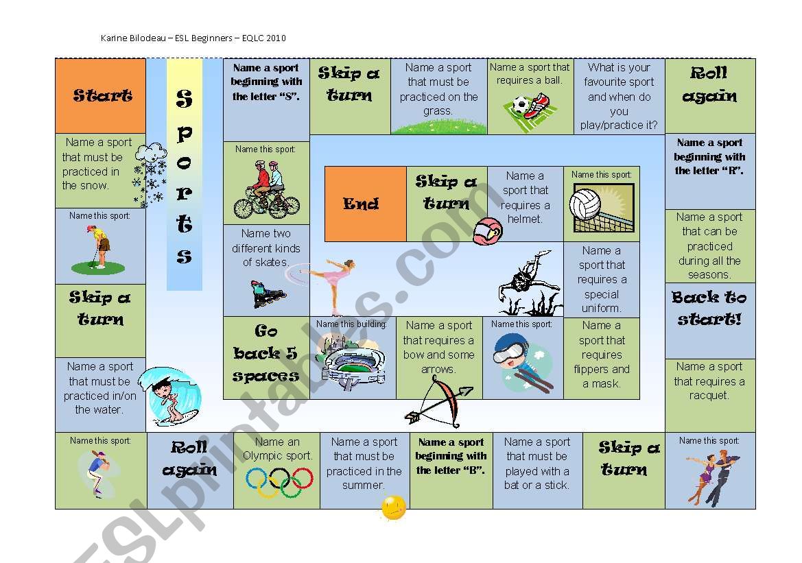 Board Game - Sports related questions and help sheet - Part 1/2